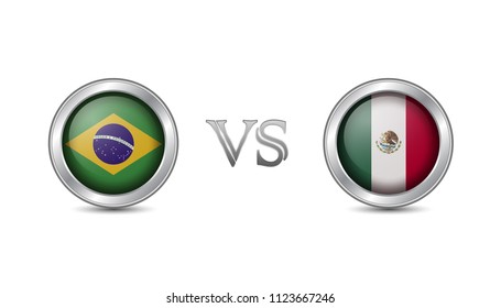 Brazil vs mexico flag concept for international championship football tournament