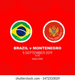 Brazil vs Montenegro, World Basketball match 2019, Chinese pattern with modern and traditional elements, Vector illustration.