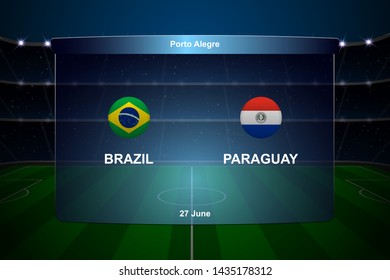 Brazil vs Paraguay football scoreboard broadcast graphic soccer template