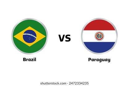 Brazil vs Paraguay match , isolated on white background 