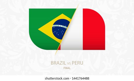 Brazil vs Peru, Final of Football competition. Vector illustration.