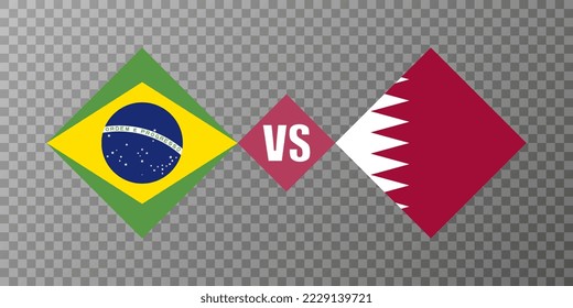 Brasilien gegen Katar Flaggenkonzept. Vektorgrafik.