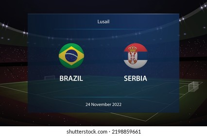 Brasil vs Serbia. Plantilla de selección de fútbol para difusión de radio y televisión