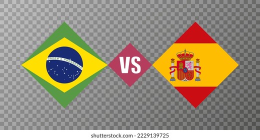 Brazil vs Spain flag concept. Vector illustration.