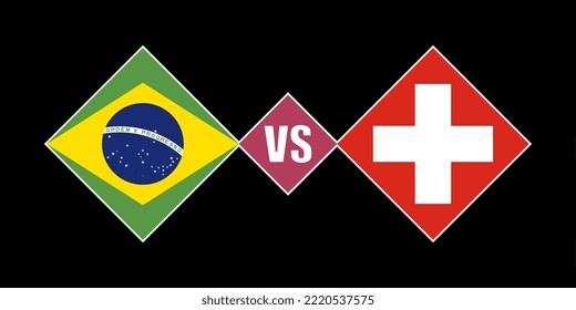 Brazil vs Switzerland flag concept. Vector illustration.