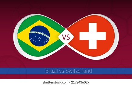 Brazil vs Switzerland  in Football Competition, Group A. Versus icon on Football background. Vector illustration.