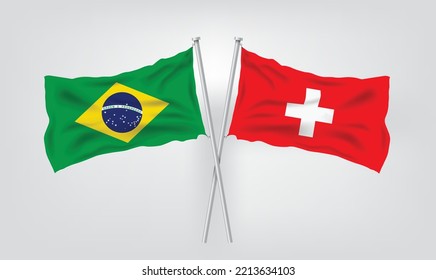 Brazil  vs Switzerland, world Football 2022, World Football Competition championship match country flags. vector illustration EPS.