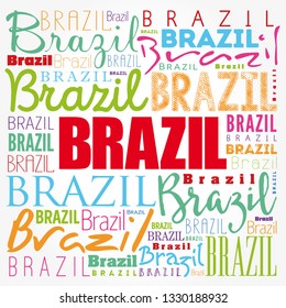 Brazil wallpaper word cloud, travel concept background