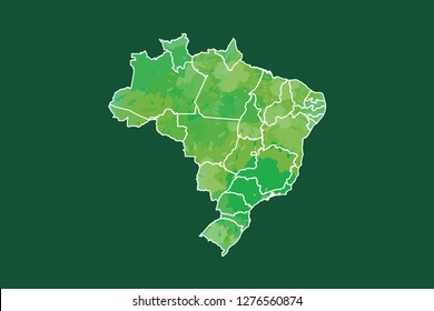 Brazil Watercolor Map Vector Illustration Green Stock Vector (Royalty ...