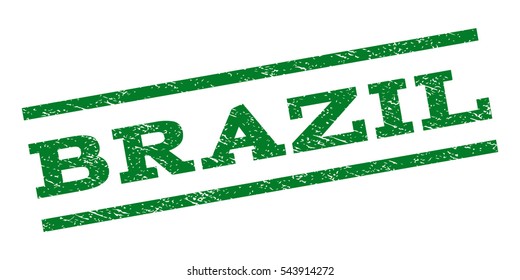 Brazil watermark stamp. Text caption between parallel lines with grunge design style. Rubber seal stamp with dust texture. Vector green color ink imprint on a white background.