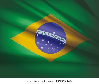 Brazil waving flag - beautiful background, vector illustration.