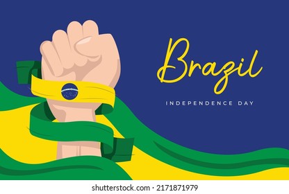 Brazil waving flag.  Independence day celebrations design template