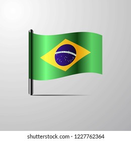 Brazil waving Shiny Flag design vector