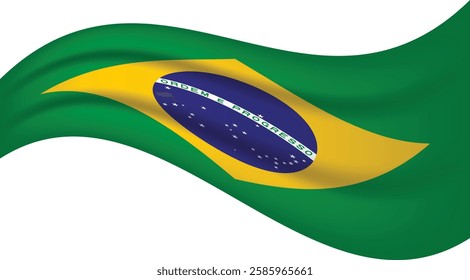 Brazil wavy flag, waving flag vector illustration