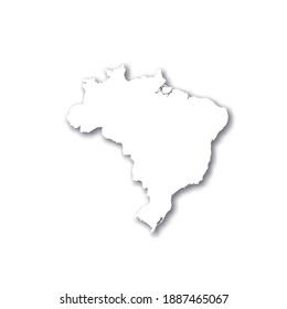 Brazil - white 3D silhouette map of country area with dropped shadow on white background. Simple flat vector illustration.