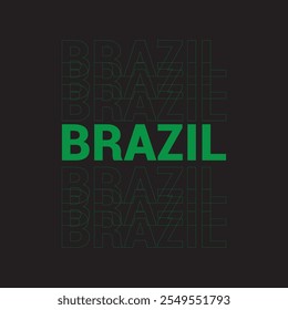 Brazil word wave with yellow country color isolated on black background	