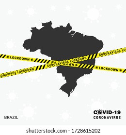 Planilla de bloqueo del mapa de Brasil para la pandemia de Coronavirus para detener la transmisión del virus. Plantilla de sensibilización COVID 19