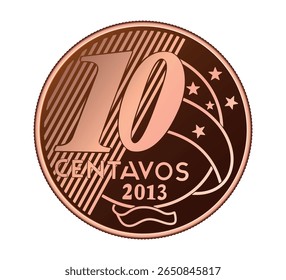 Moeda brasileira de "10 centavos de Real". Vetor