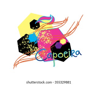 Brazilian abstract Capoeira Martial Arts in Brazil. Abstract illustration with text, vector background for the site, packages, T-shirts, corporate style 