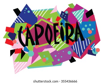 Brazilian abstract Capoeira Martial Arts in Brazil. Abstract illustration with text, vector background for the site, packages, T-shirts, corporate style