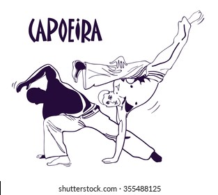 Brazilian abstract Capoeira Martial Arts in Brazil. Abstract illustration with text, vector background for the site, packages, T-shirts, corporate style