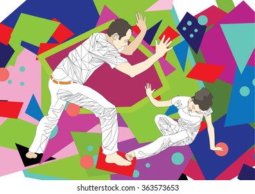 Brazilian abstract Capoeira Martial Arts in Brazil. Abstract illustration, vector background for the site, packages, T-shirts, corporate style 