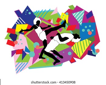 Brazilian abstract Capoeira Martial Arts in Brazil. Abstract illustration, vector background for the site, packages, T-shirts, corporate style