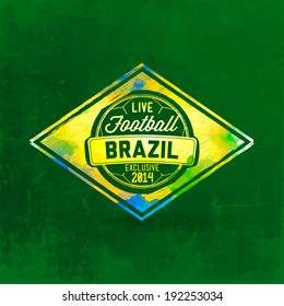 Brazilian background, football theme, the concept of the labels on abstract background, soccer, championship, brands painted watercolor paint in the colors of the flag of Brazil