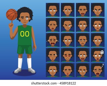 Brazilian Basketball Player Cartoon Emotion Faces Vector Illustration