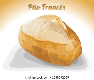 Brazilian bread known as Pão Francês or French bread. In the city of Santos it is called "Média". Vector Illustration.