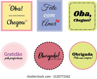 Brazilian card design for business, obrigada pela sua compra, Translation from Portuguese, thank you for your purchase