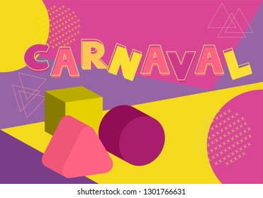 Brazilian Carnaval modern background vector. Carnival in Portuguese language. 