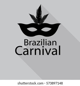 Brazilian carnival 2017 eye mask flat icon with white background