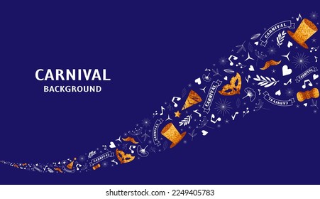 Brazilian Carnival Background Mardi Gras Party Vector Design for carnaval, mardi gras, festival, masquerade,parade. Template for design invitation, flyer poster, banners.