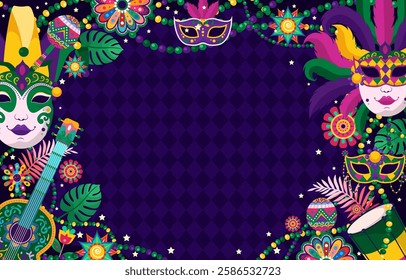 Brazilian Carnival background for music festival, masquerade flyer, poster template. vector eps 10