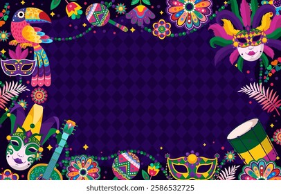 Brazilian Carnival background for music festival, masquerade flyer, poster template. vector eps 10