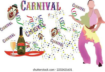 Brazilian Carnival with Ballerina and Confetti-