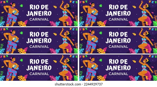 brazilian carnival banner template set vector flat design