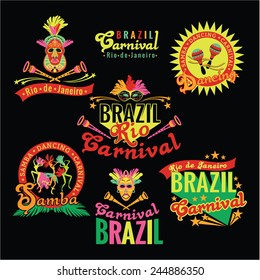 Carnaval brasileño. Gran conjunto de plantillas brasileñas para módulos gráficos, banners, afiches, volantes, presentaciones.