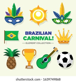 Brazilian Carnival. Big set of vector icon. Design elements.