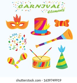 Brazilian Carnival. Big set of vector icon. Design elements.