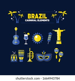 Brazilian Carnival. Big set of vector icon. Design elements.