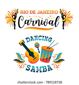Brazilian Carnival. Big set of vector emblems. Design elements.