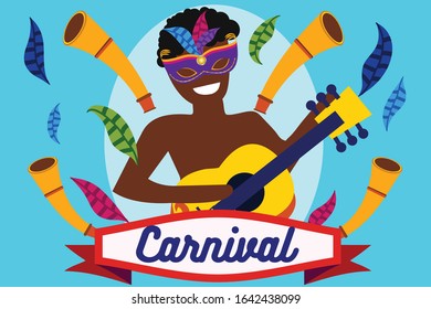 Brazilian Carnival Boy Singing Illustration