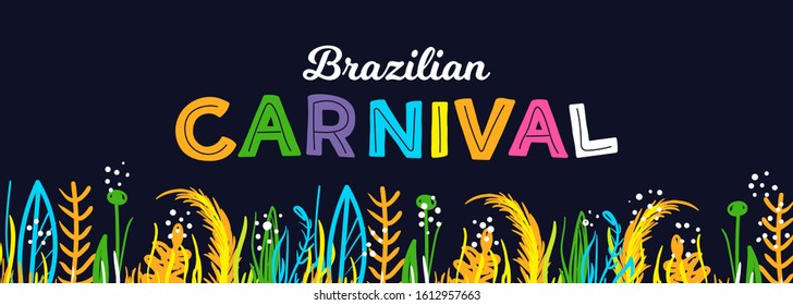 Brazilian carnival. Bright festive banner trending abstract style. Vector illustration.