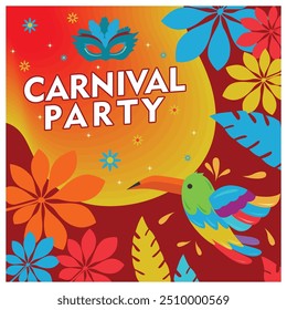 Brazilian carnival celebration. Traditional party at the end of summer. Carnival Party concept. Flat vector illustration.