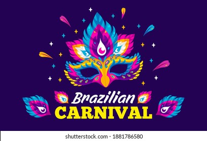 BRAZILIAN CARNIVAL colorful mask illustration