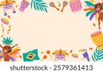 Brazilian carnival concept, border, template, banner, poster