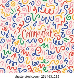 Brazilian Carnival confetti doodle set in vector 