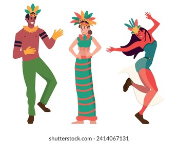 Brazilian carnival dancer collection. vector illustration with isolated background.